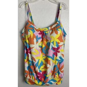 Lands End Tankini Swim Top Tropical Floral Sz 12 Modest 1877